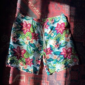 Floral Tropical Print Swim Trunks